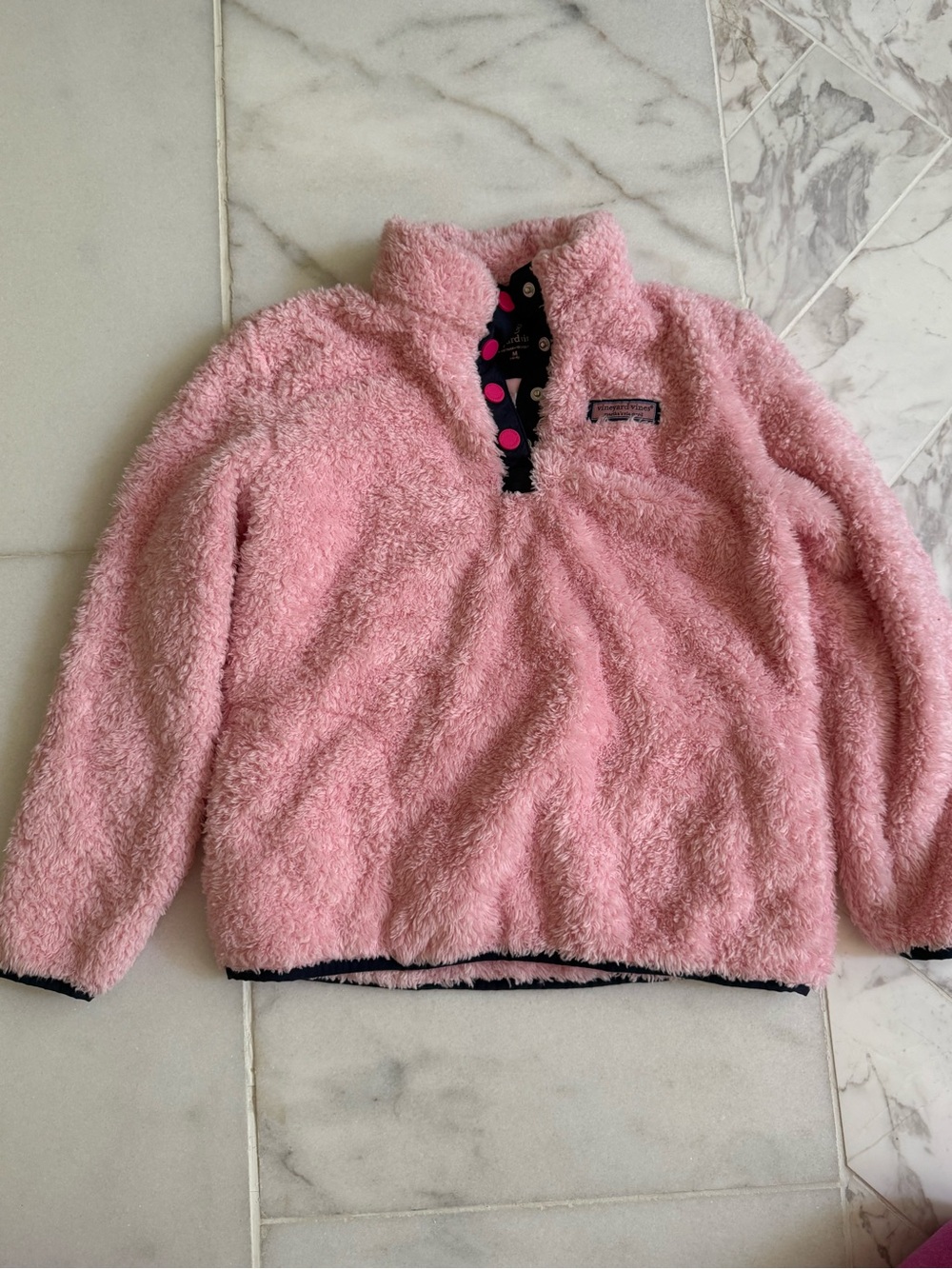 Vineyard Vines Pink Sherpa Snap-Placket Pullover - Kids